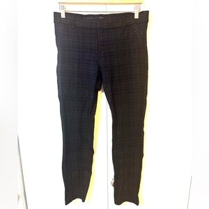 Kut from the Kloth Mia Skinny Ponte Plaid Pants Black Grey 8S Petite